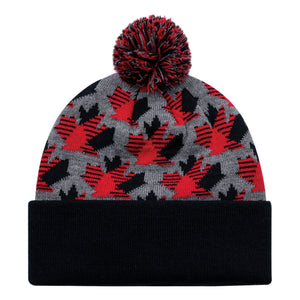 AJM -Maple Leaf Pom-Pom Cuffed Toque- 9R262M