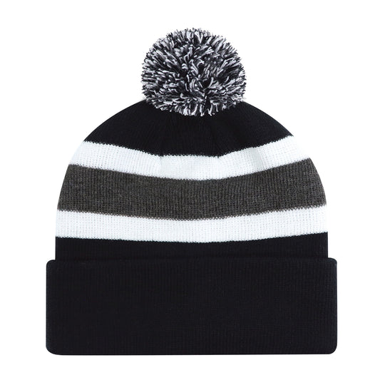 AJM -Striped Pom-Pom Cuffed Toque- 9S243J