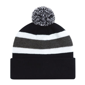 AJM -Striped Pom-Pom Cuffed Toque- 9S243M