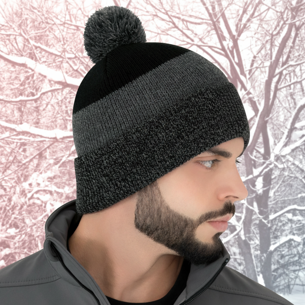 AJM -Tricolour Pom-Pom Cuffed Toque- 9T066M