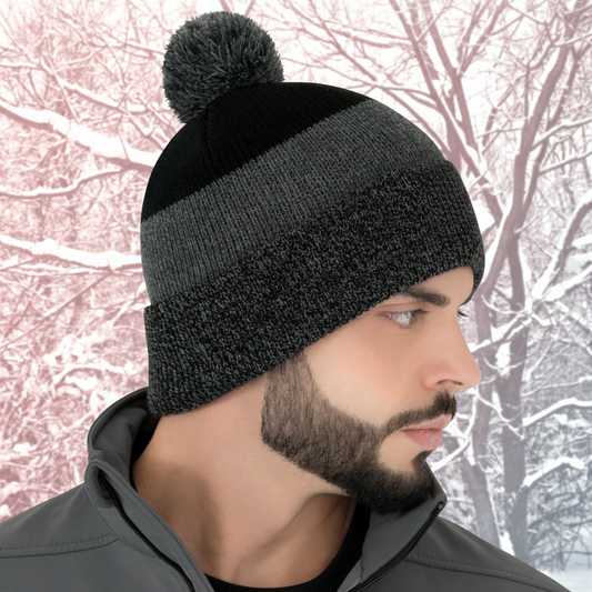 AJM -Tricolour Pom-Pom Cuffed Toque- 9T066M
