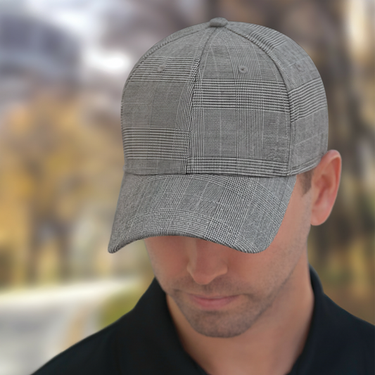 AJM -Polyester Plaid & Spandex Cap-AC5036