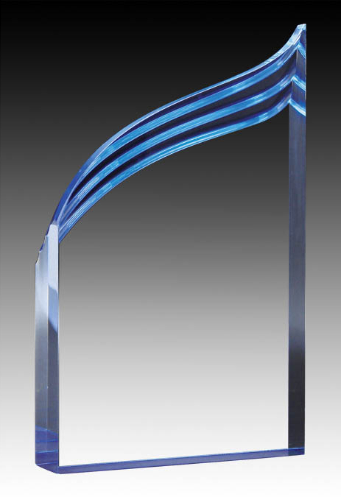 Prism Series - Acrylic Clear Wave Blue & Gold Base