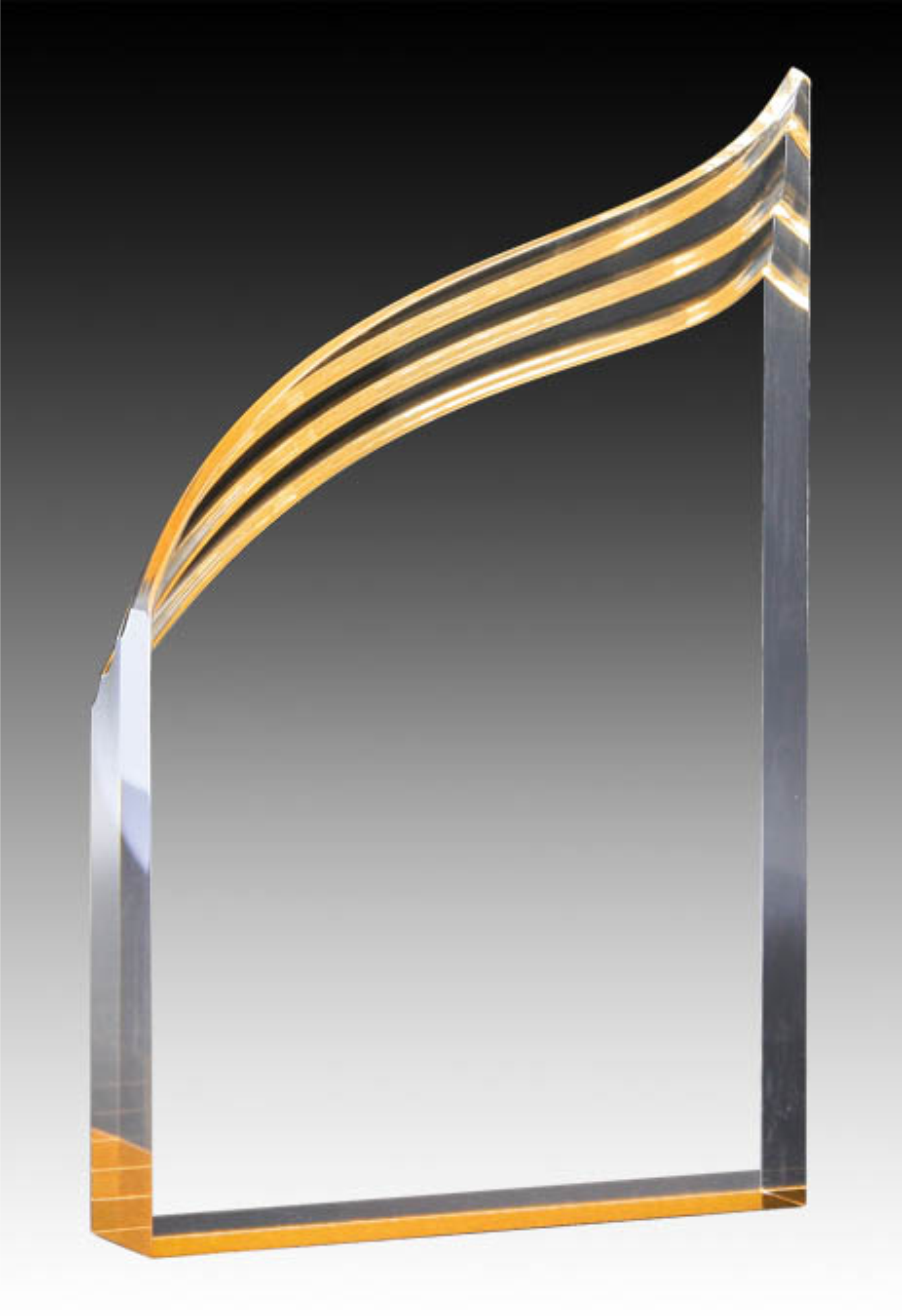 Prism Series - Acrylic Clear Wave Blue & Gold Base