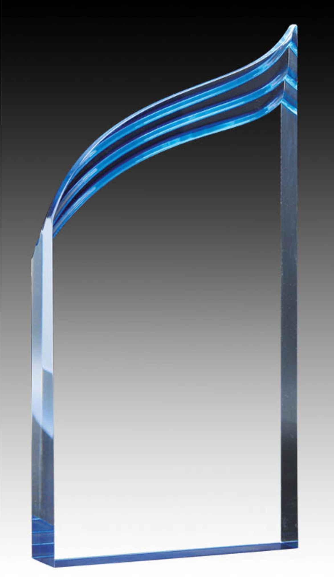 Prism Series - Acrylic Clear Wave Blue & Gold Base