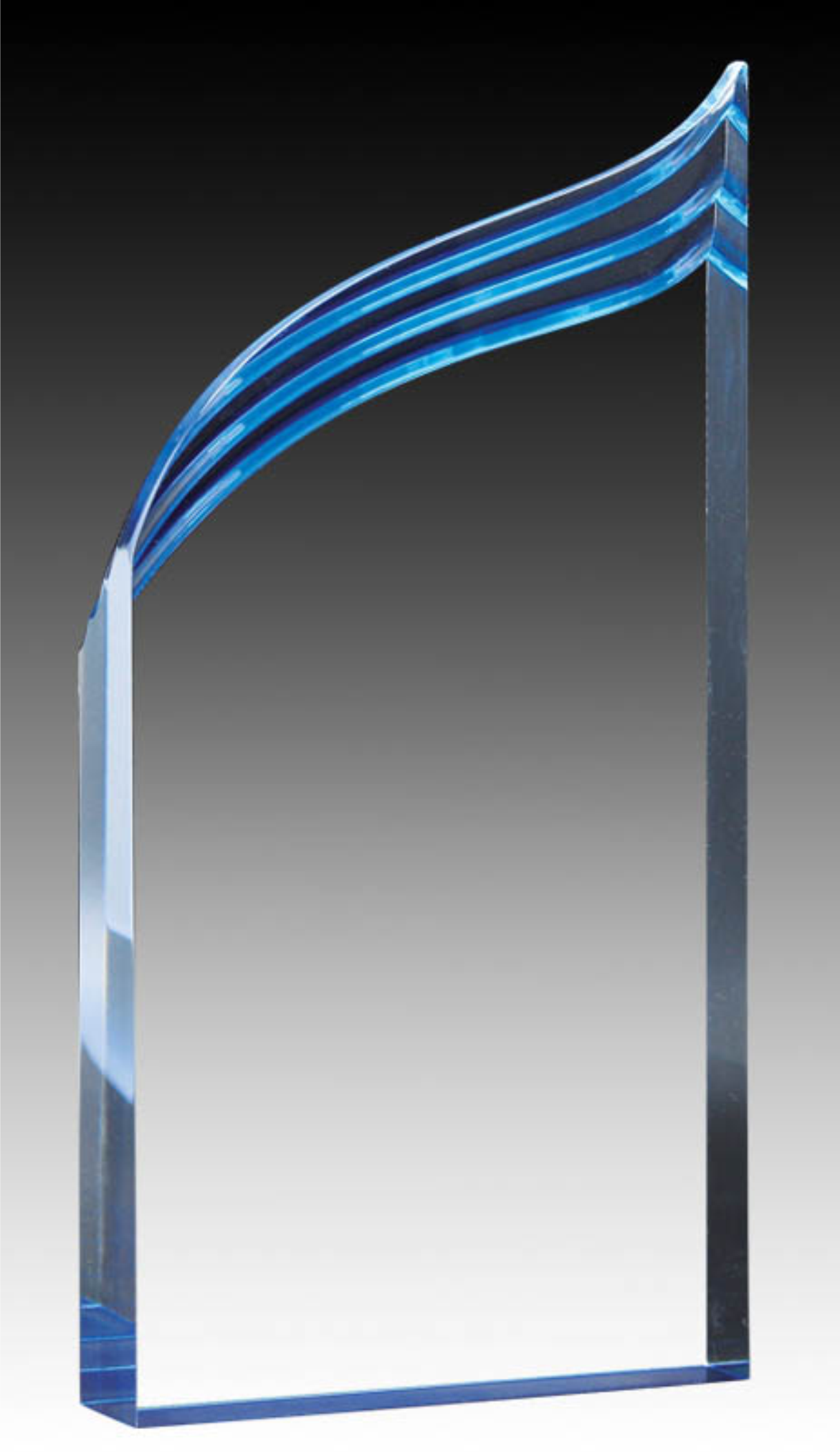 Prism Series - Acrylic Clear Wave Blue & Gold Base