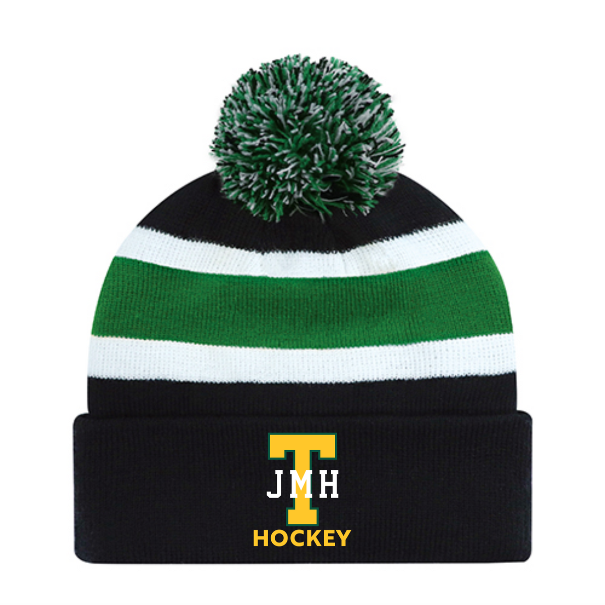 JMH Girls Hockey - Striped Pom-Pom Toque