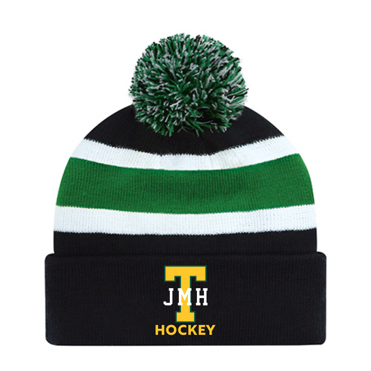 JMH Girls Hockey - Striped Pom-Pom Toque
