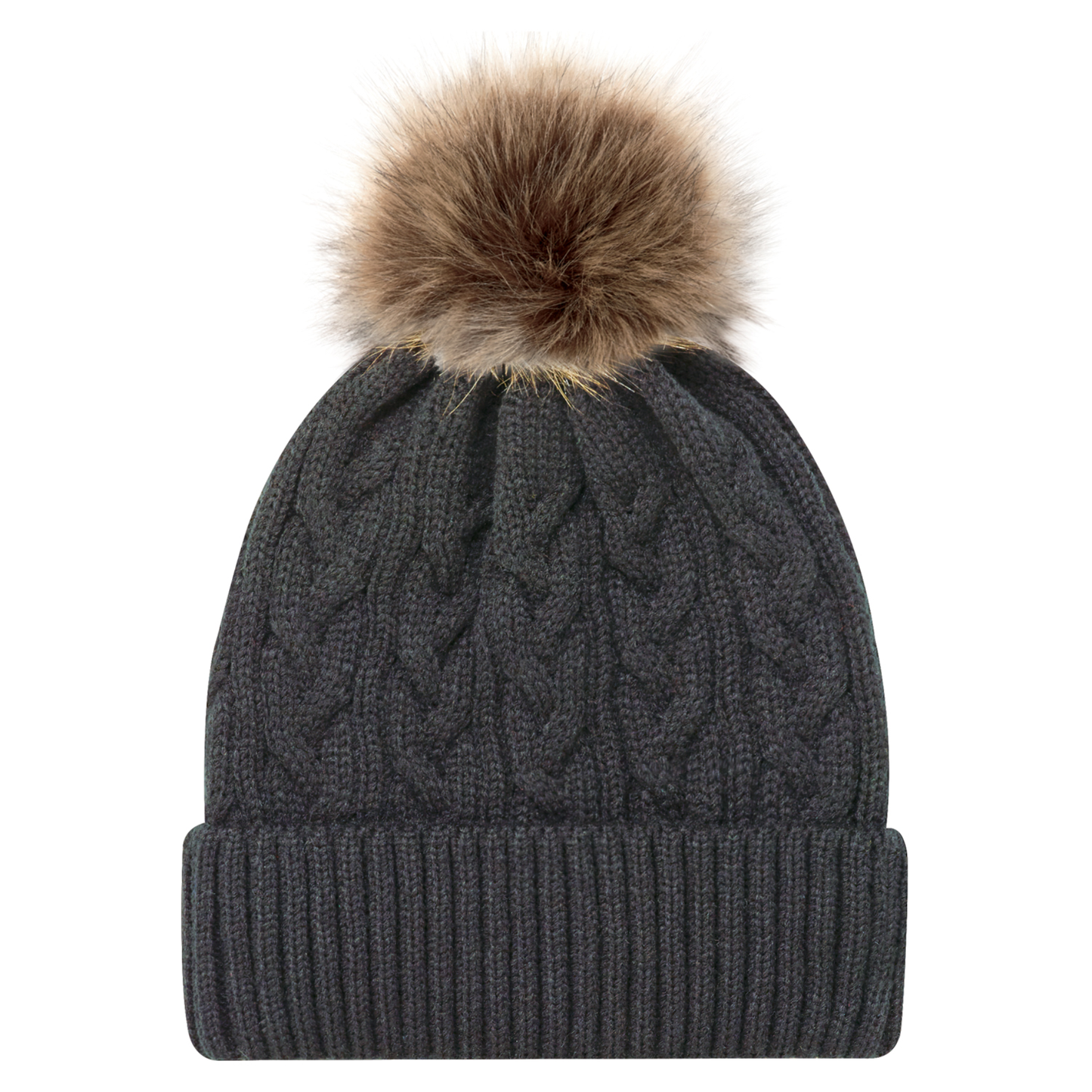 AJM -Jacquard Cable Knit Pom-Pom Toque- 9L594L