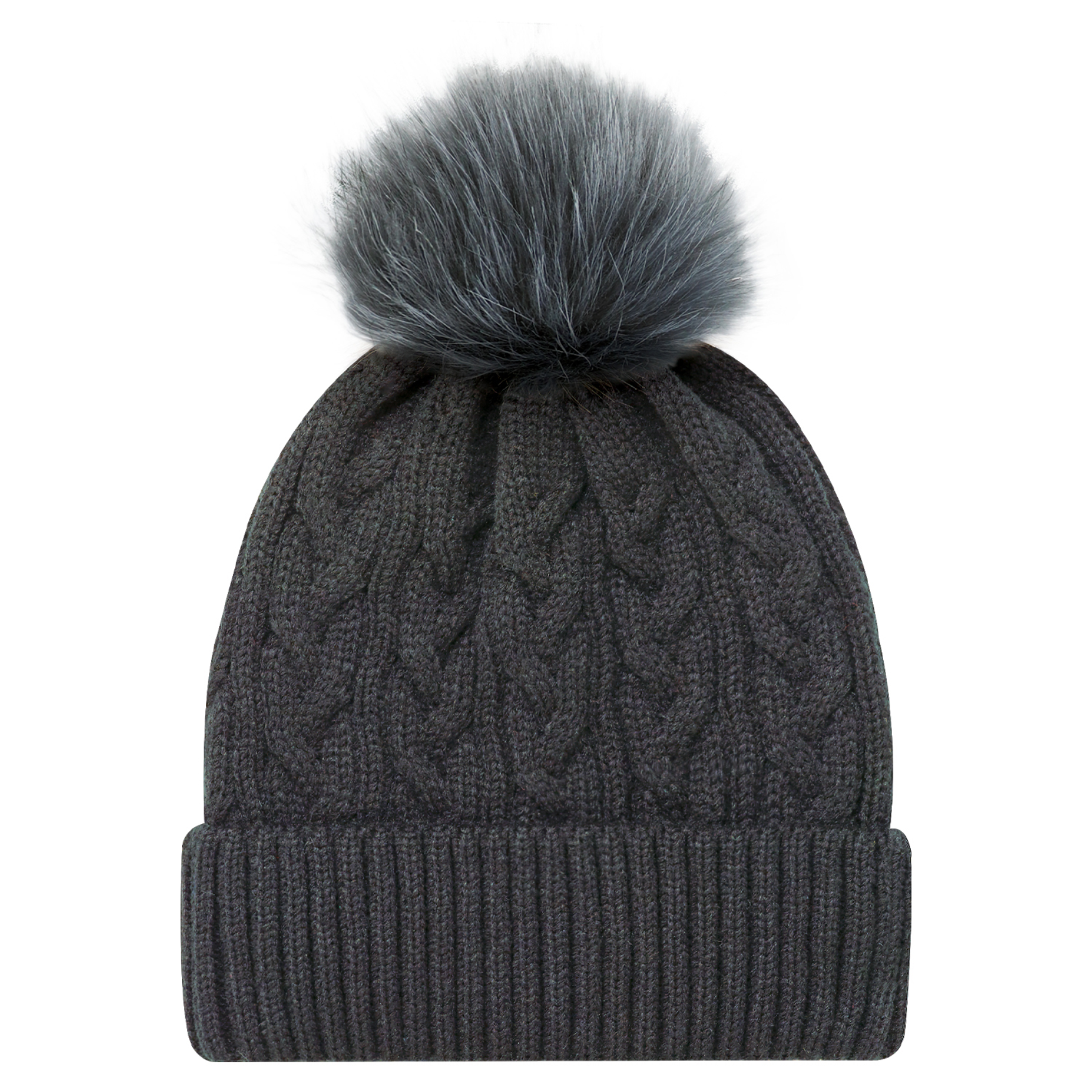 AJM -Jacquard Cable Knit Pom-Pom Toque- 9L594L