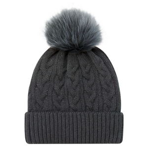 AJM -Jacquard Cable Knit Pom-Pom Toque- 9L594L