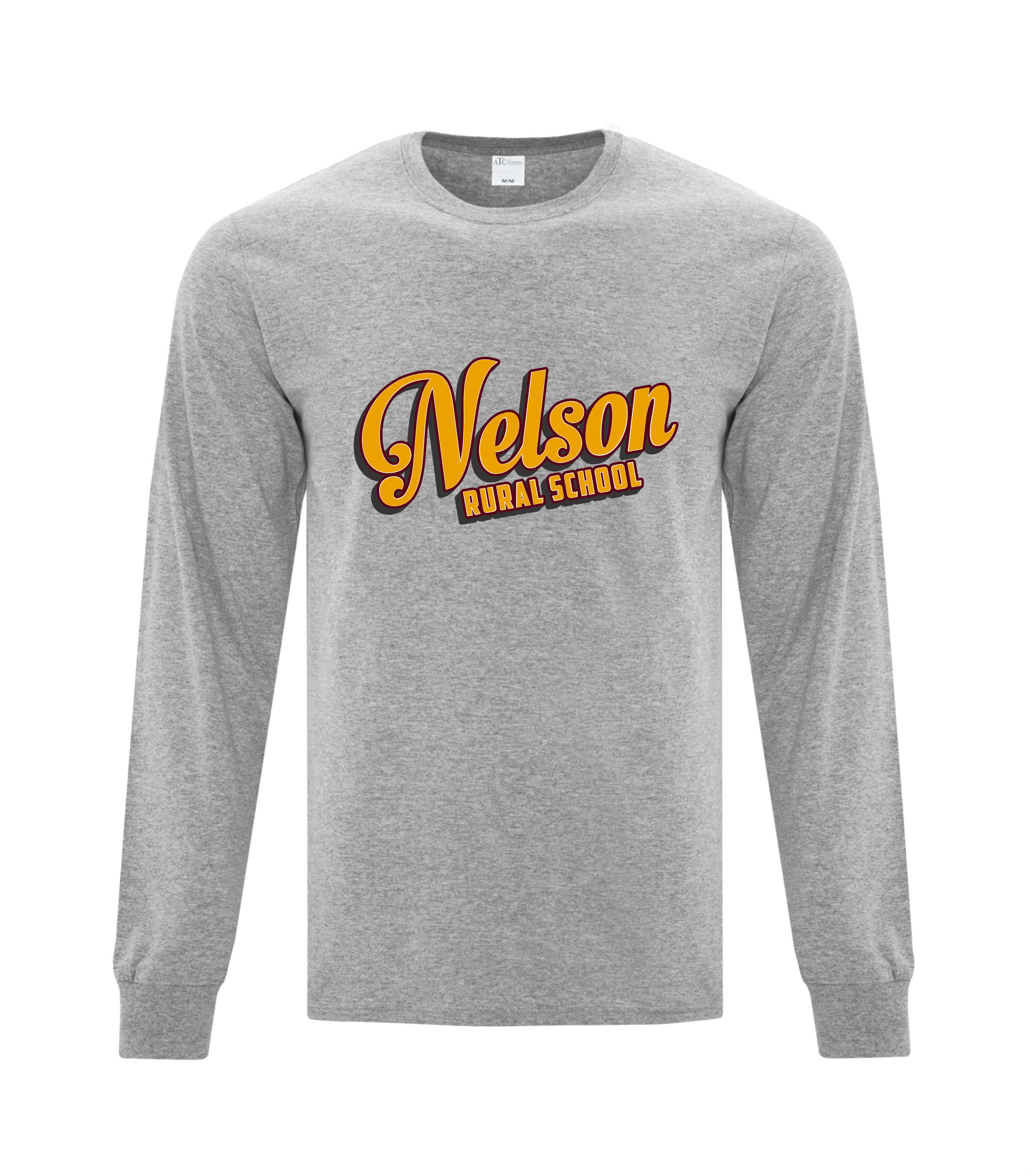 Everyday Cotton Long Sleeve Tee -Athletic Heather - Nelson School 2025-26