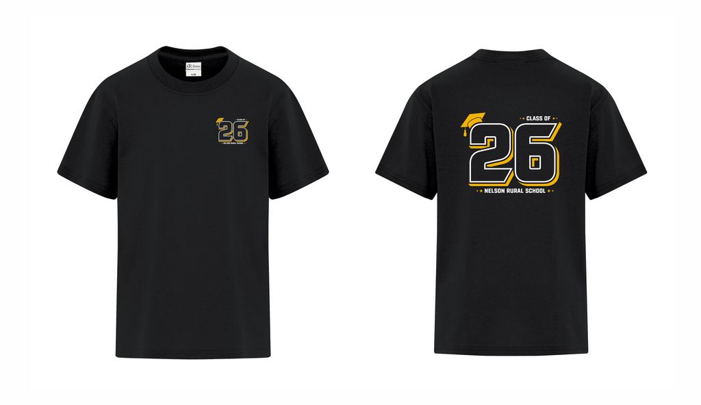 Cotton Blend Grad Tee - Black - Nelson School 2026