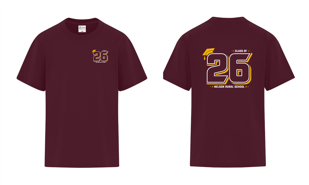 Cotton Blend Grad Tee - Maroon - Nelson School 2026