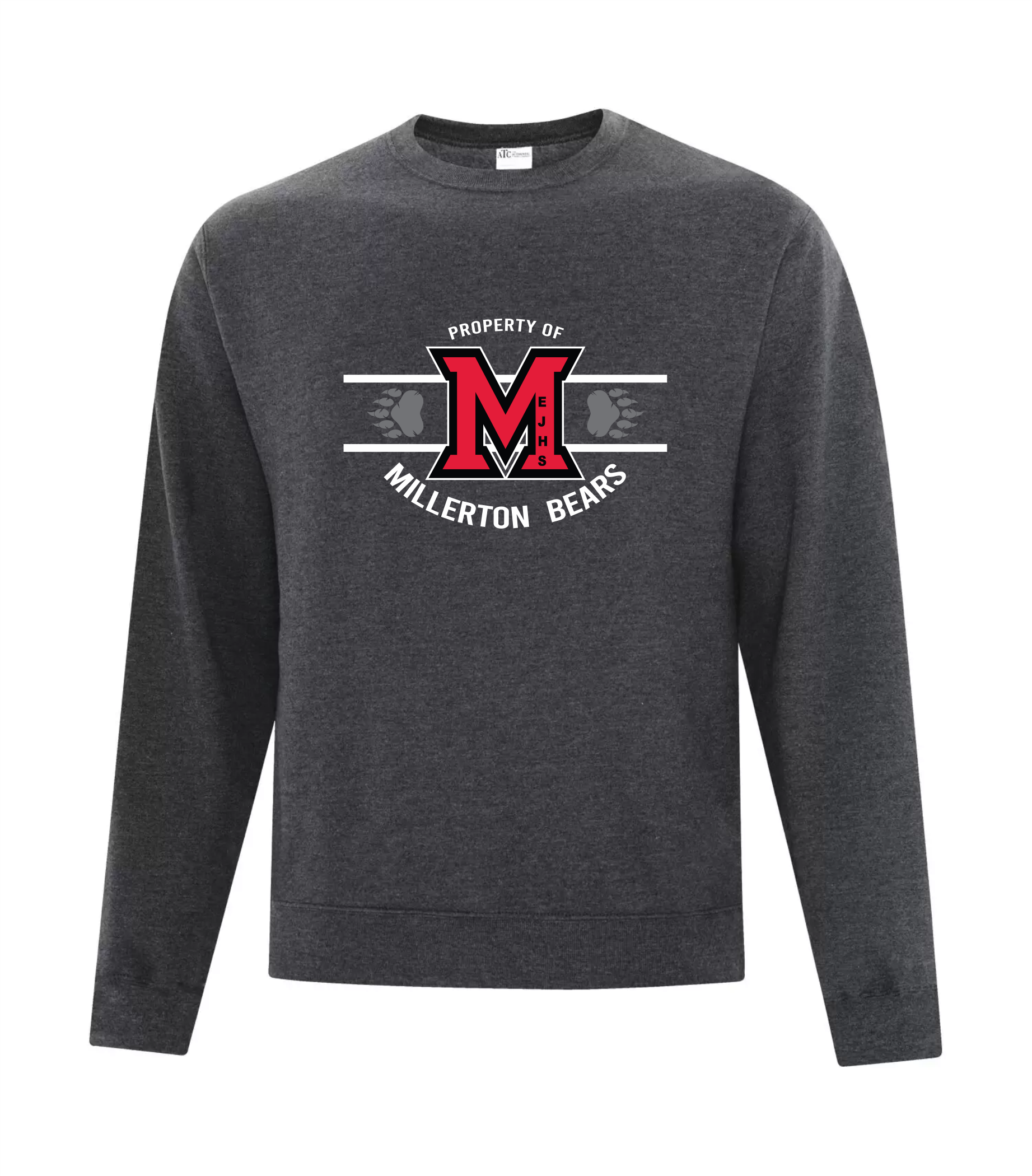 Dark Heather Grey Cotton Long Sleeve T-Shirt - Millerton School 2025-26