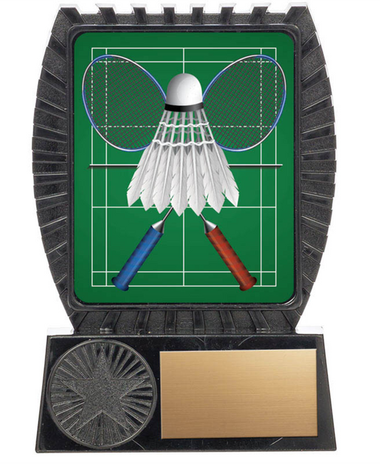 Badminton trophy - Lynx II series on Black Stand