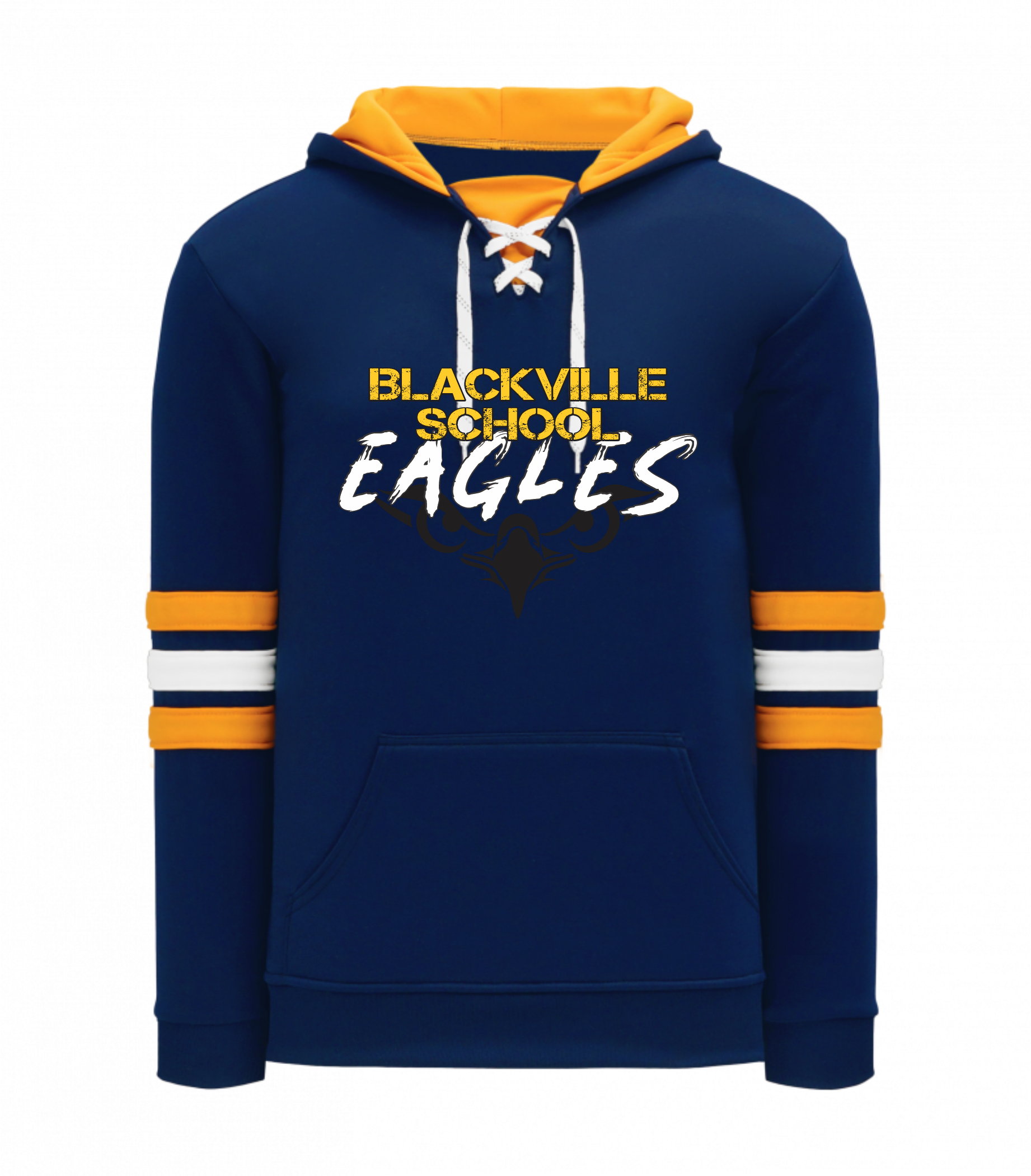 Polyfleece Hoodie - Navy/Gold/White - Blackville School 2025-26