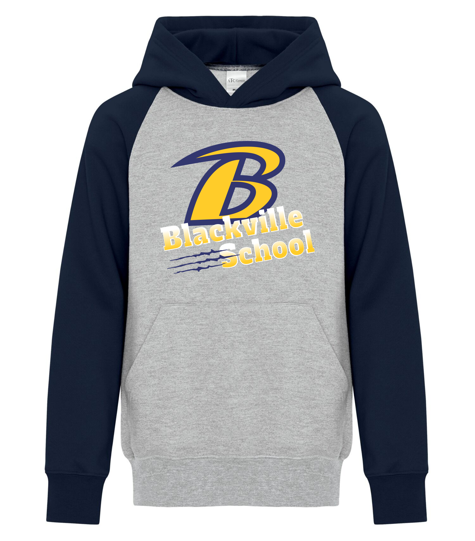 Two Tone Hoodie - Athletic Heather / Dark Navy - Blackville School 2025-26