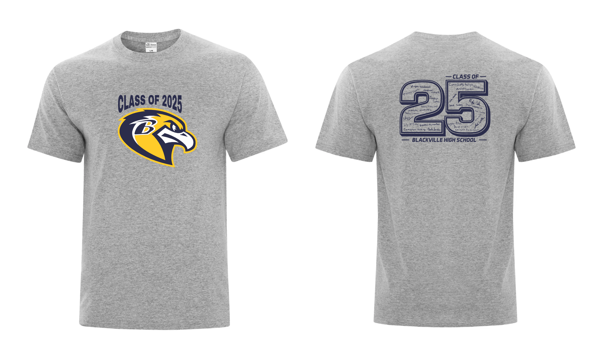 Athletic Heather T-shirt -PRINTED DESIGN- Blackville School 2025