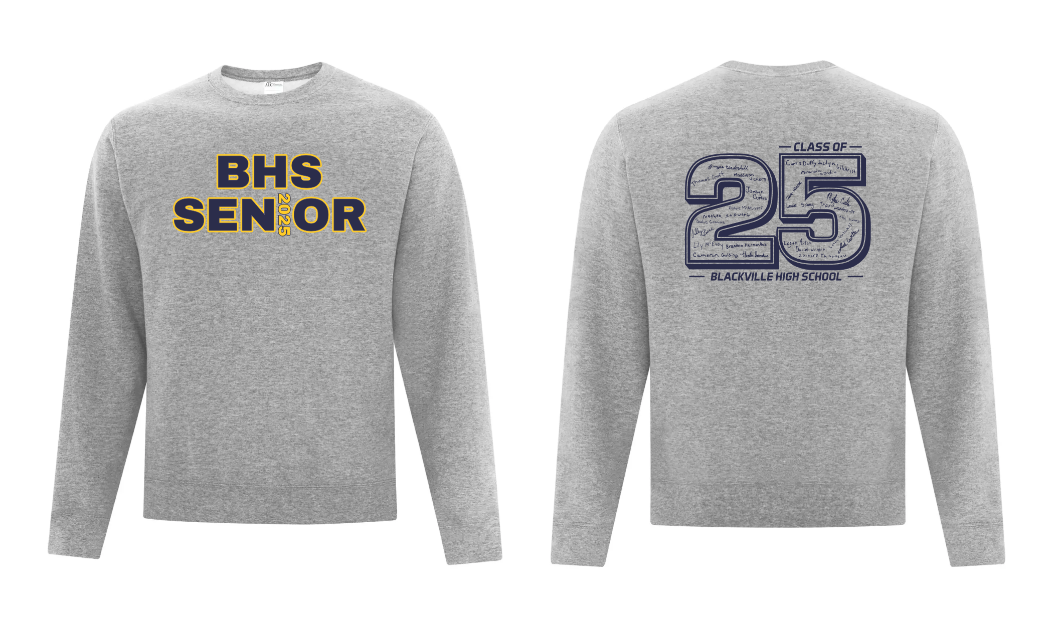 Crewneck Sweatshirt Athletic Heather -PRINTED DESIGN- Blackville School 2025