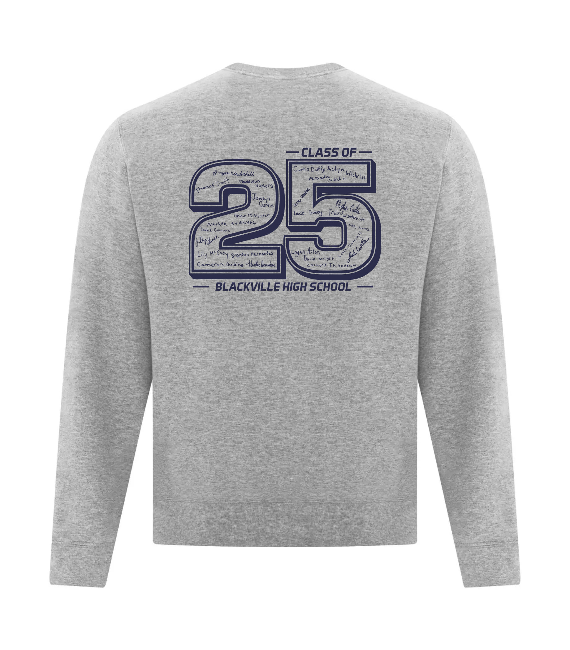 Crewneck Sweatshirt Athletic Heather -PRINTED DESIGN- Blackville School 2025
