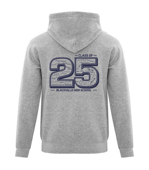 Athletic Heather Hoodie - TWILL DESIGN ON FRONT - Blackville School 2025
