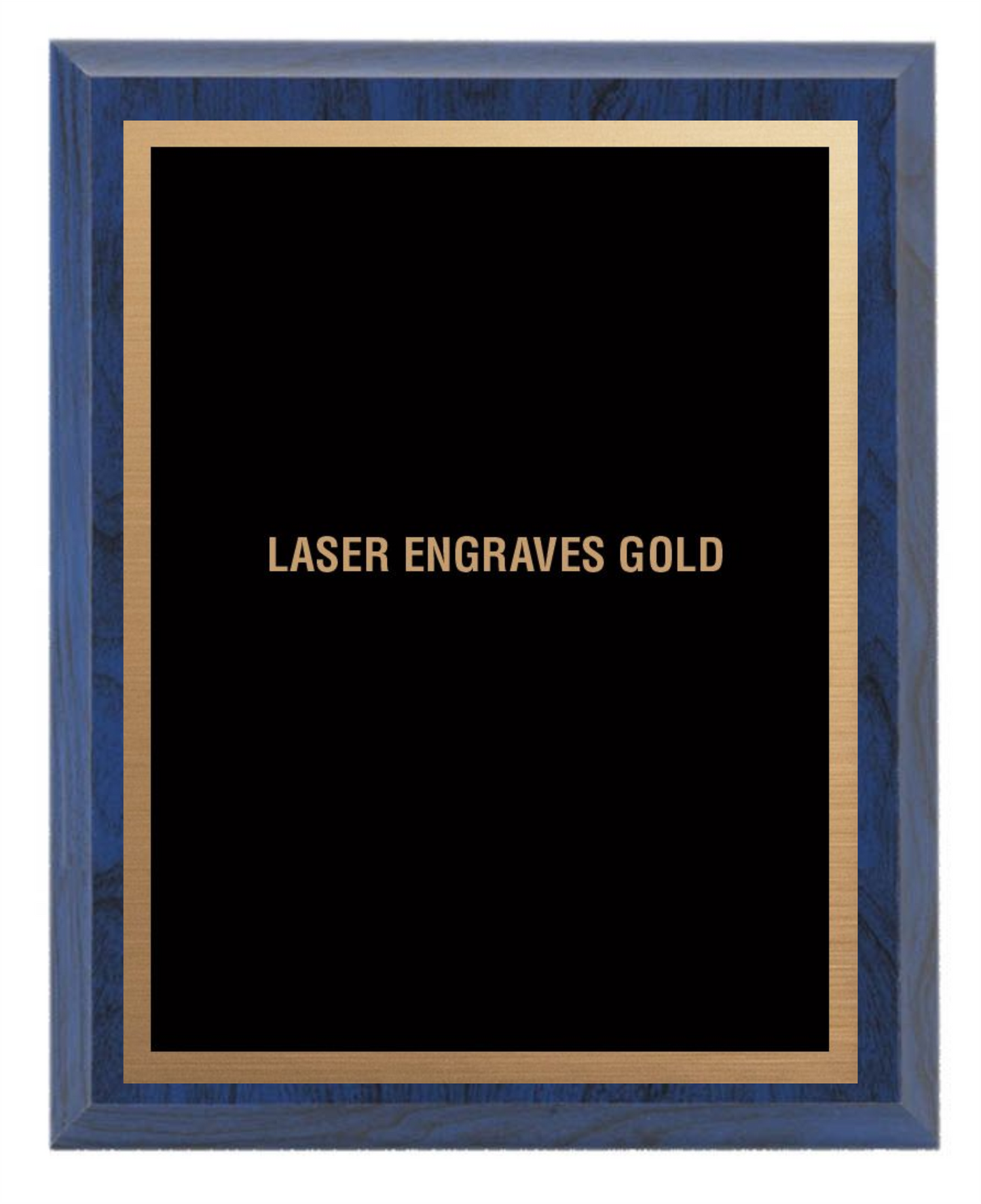 Blue Wood Plaque with Metal Plate- Laser series