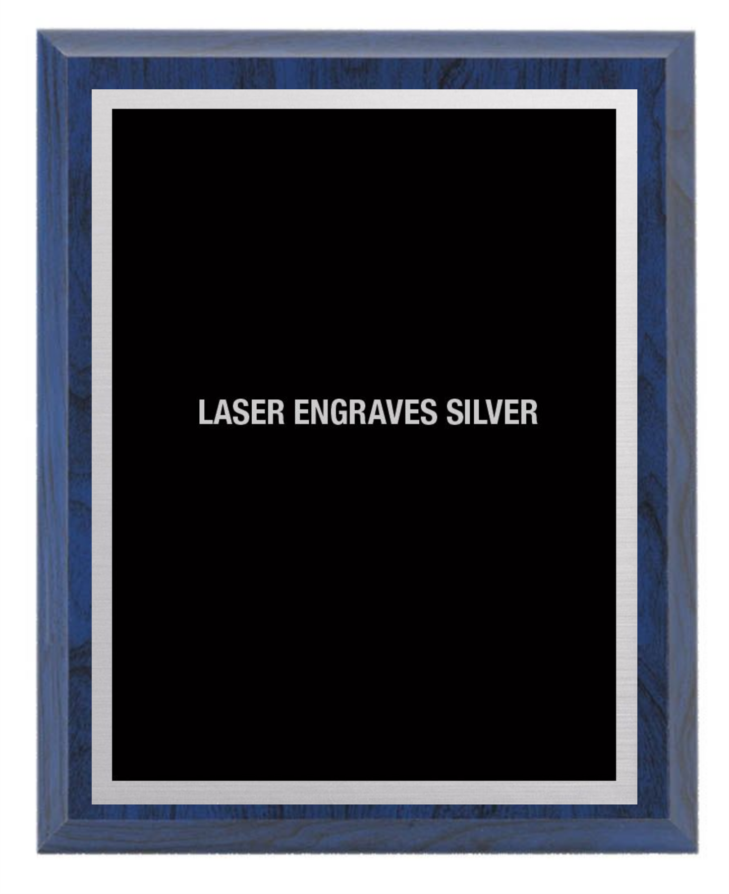 Blue Wood Plaque with Metal Plate- Laser series