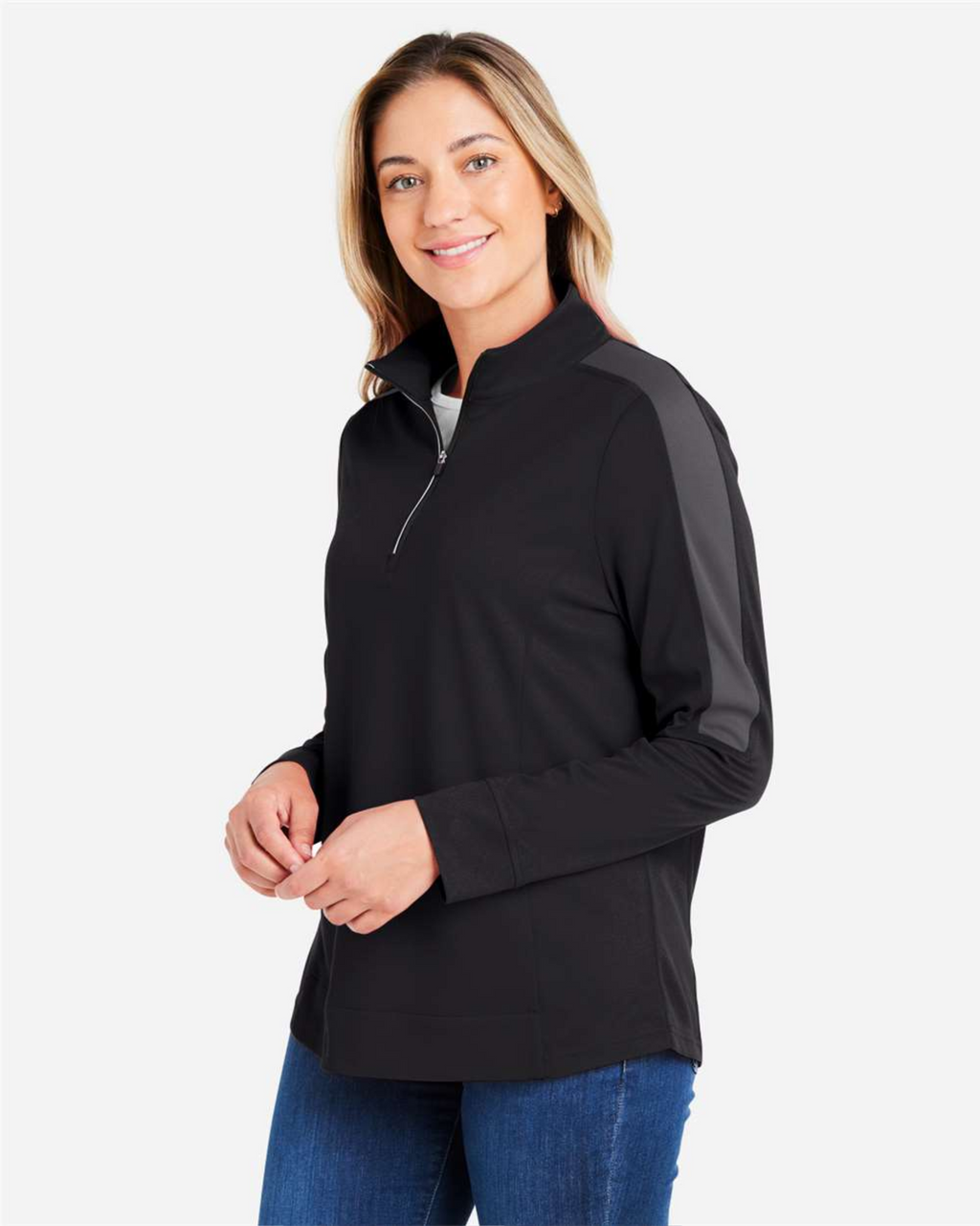 CORE365 - Women's Market Snag Protect Mesh Colorblock Quarter-Zip Pullover - CE404W