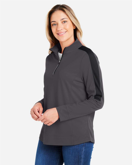 CORE365 - Women's Market Snag Protect Mesh Colorblock Quarter-Zip Pullover - CE404W