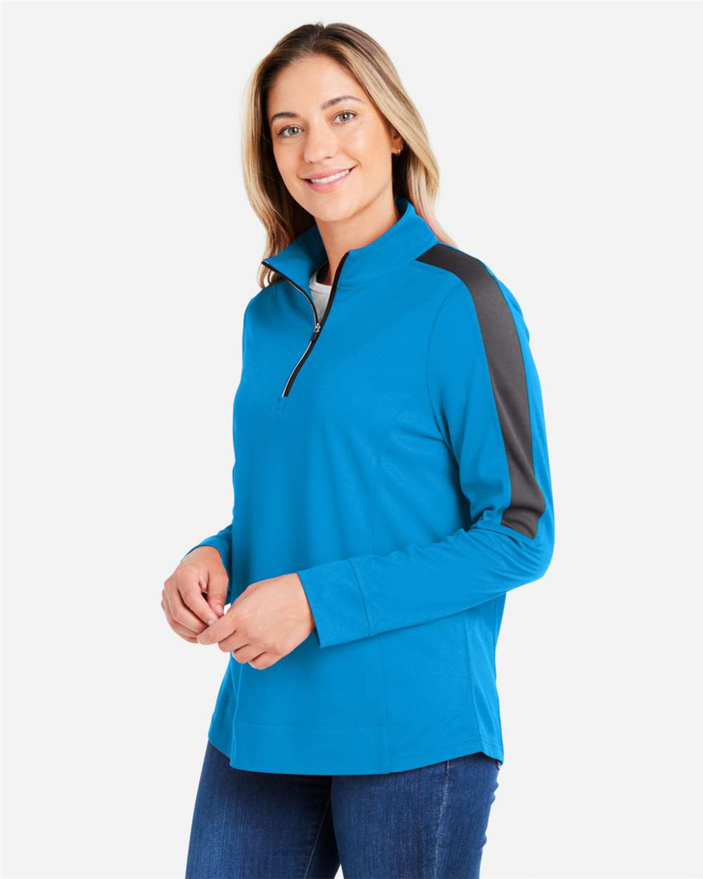 CORE365 - Women's Market Snag Protect Mesh Colorblock Quarter-Zip Pullover - CE404W