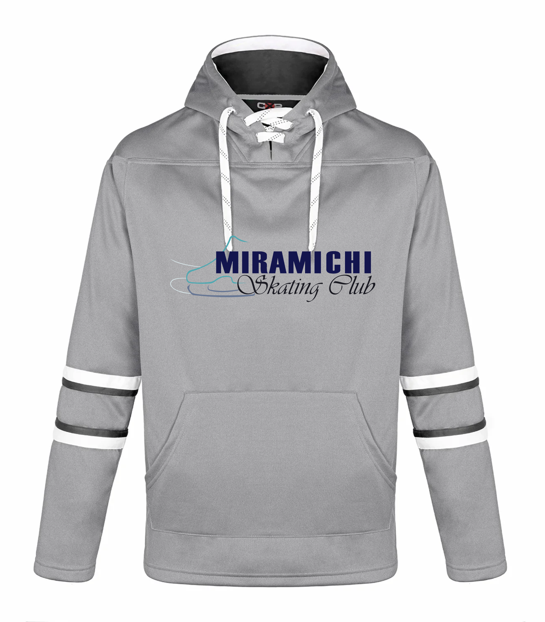 Skate Lace Hoodie - Grey/Black/White - Miramichi Skating Club 2024-25