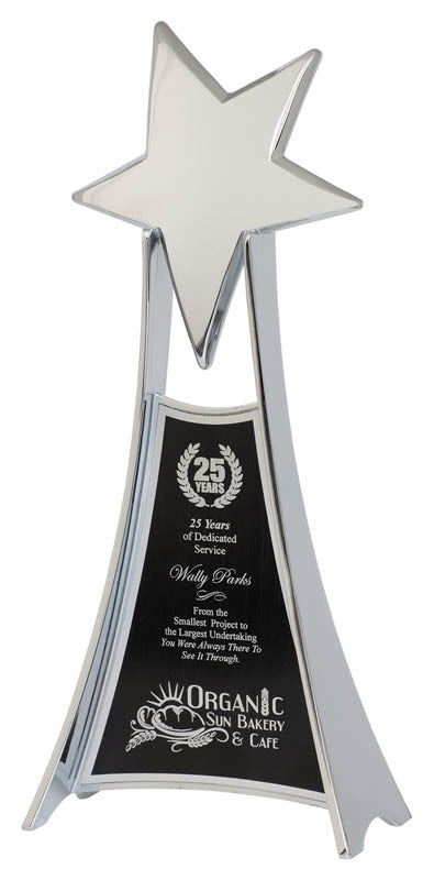Silver Rising Star on Metal Angled Riser 10.75’’ - Star Award DA9720S
