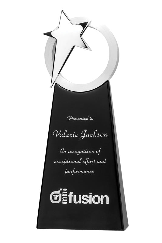 Silver Infinity Star on Black Riser, 10" - Star Award DA9963