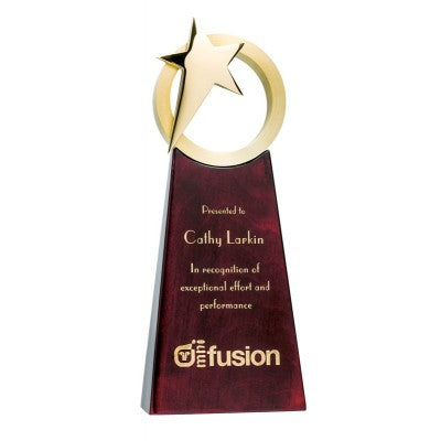 Gold Infinity Star on Rosewood Riser, 10" - Star Award DA9964