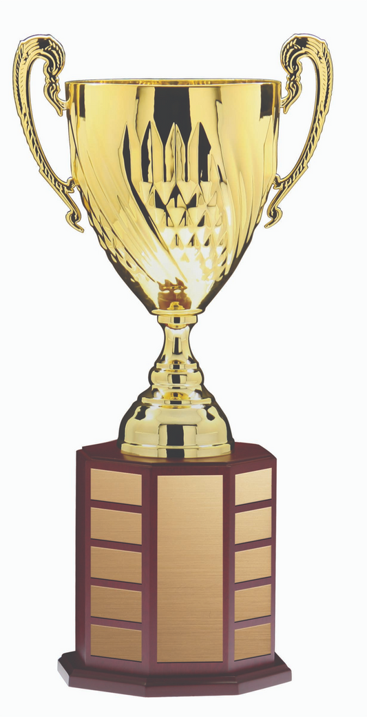 Gold Cup on Mahogany Hex Base 20.5’’ - Annual Cup DACB5640