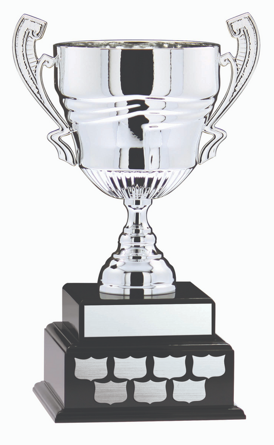Silver with Handles on 2-Tier Black Wood Base 19’’ - Annual Cup DACB6333