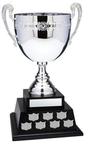 Silver with Handles on 2-Tier Black Wood Base 22’’ - Annual Cup DACB6798