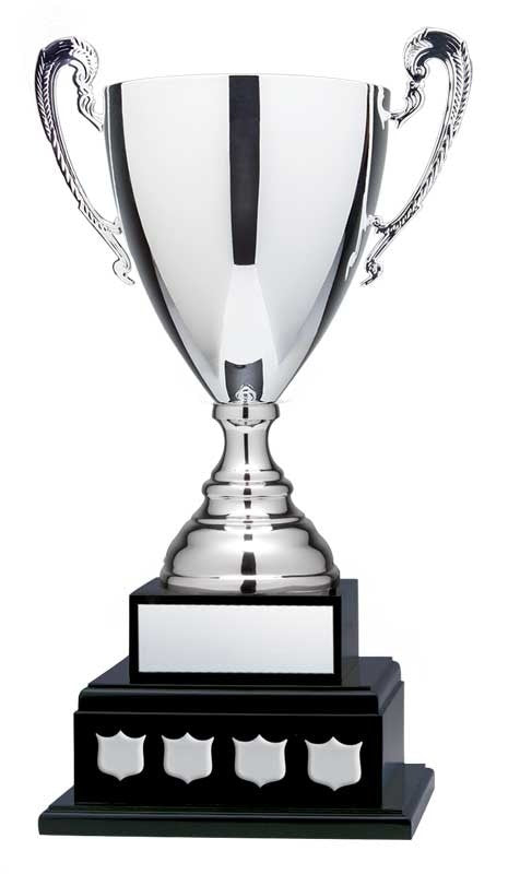 Silver with Handles on 2-Tier Black Wood Base 20’’ - Annual Cup DACB7236