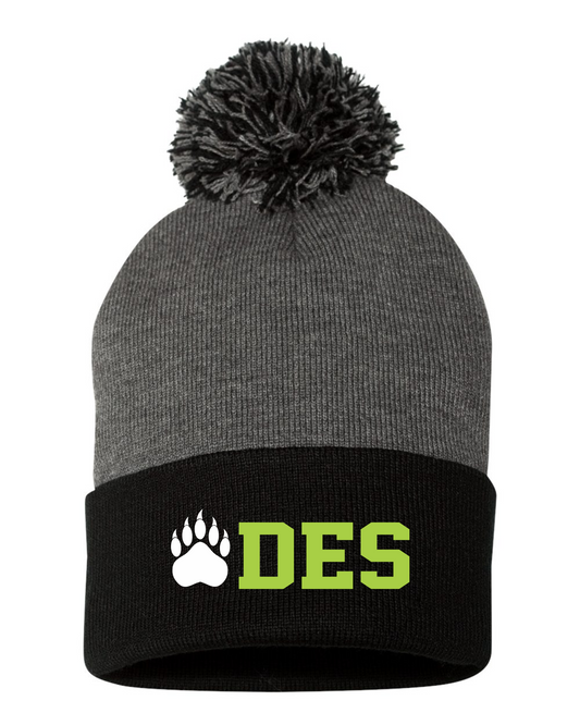 12" Pom-pom Cuffed Beanie - Dark Heather/Black - Doaktown Elementary 2026-27
