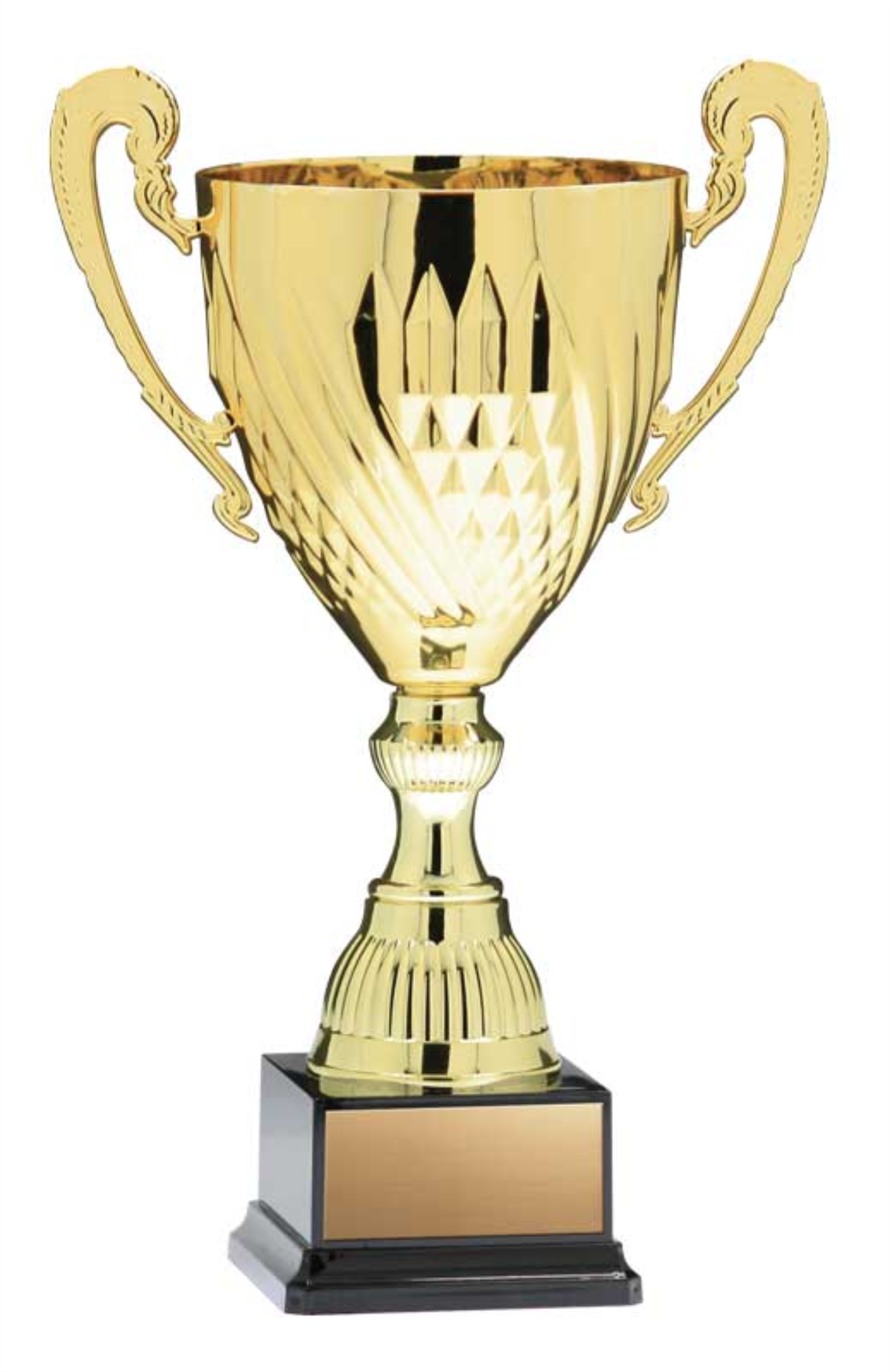 Gold Ridged Cup With Handles - Black Base