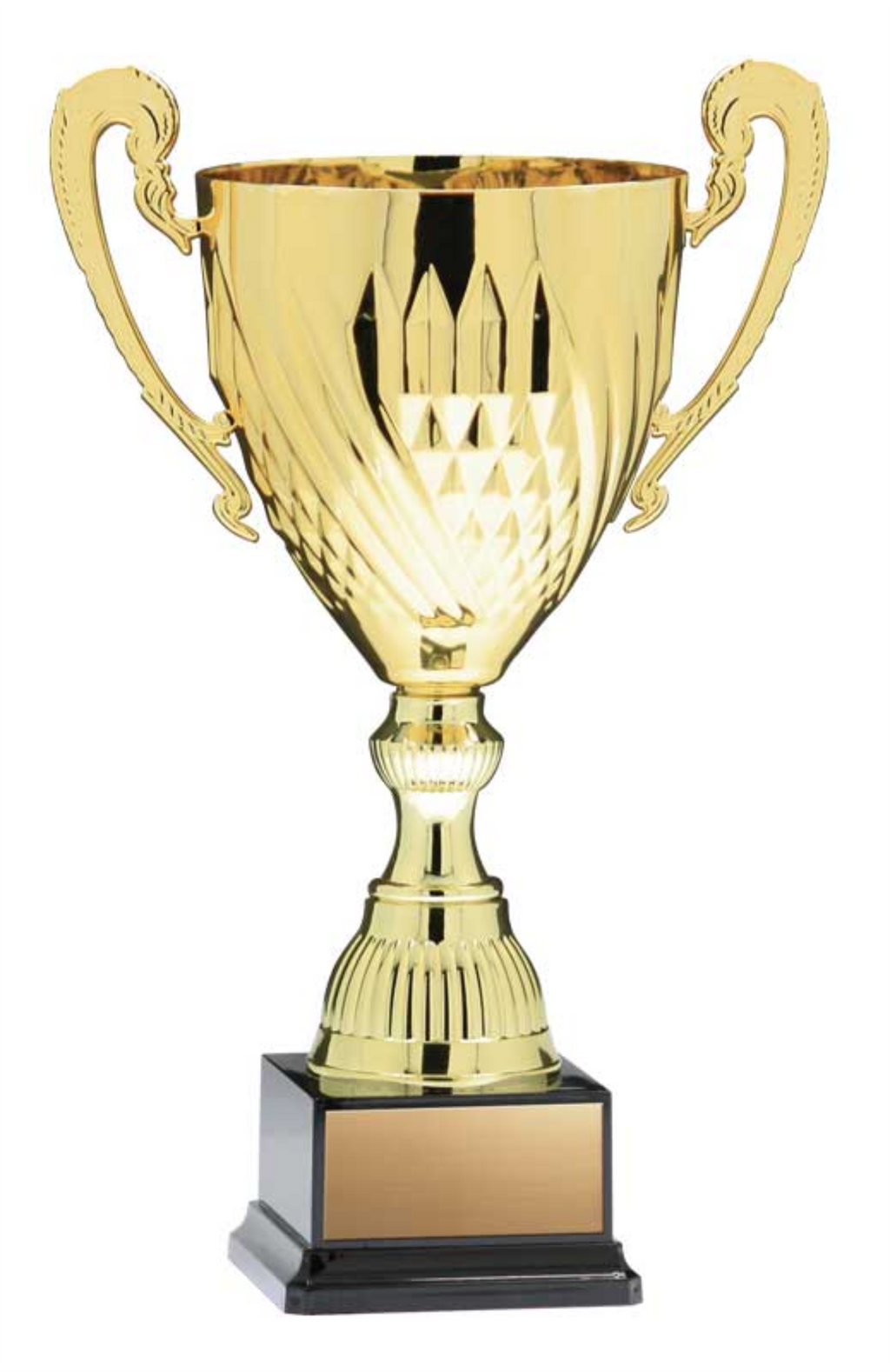 Gold Ridged Cup With Handles - Black Base