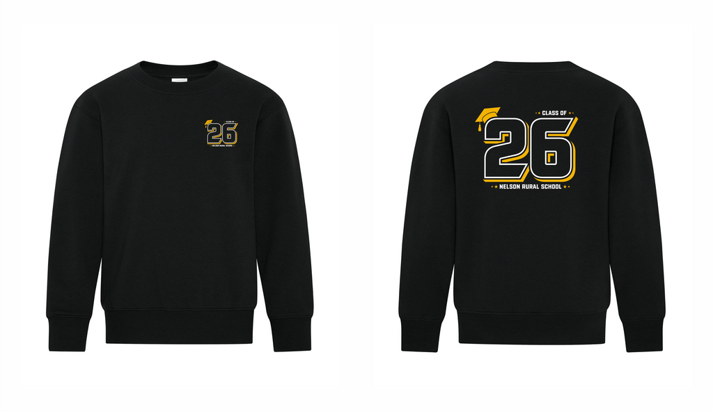 Everyday Fleece Crewneck Sweatshirt - Black - Nelson School Grad 2026