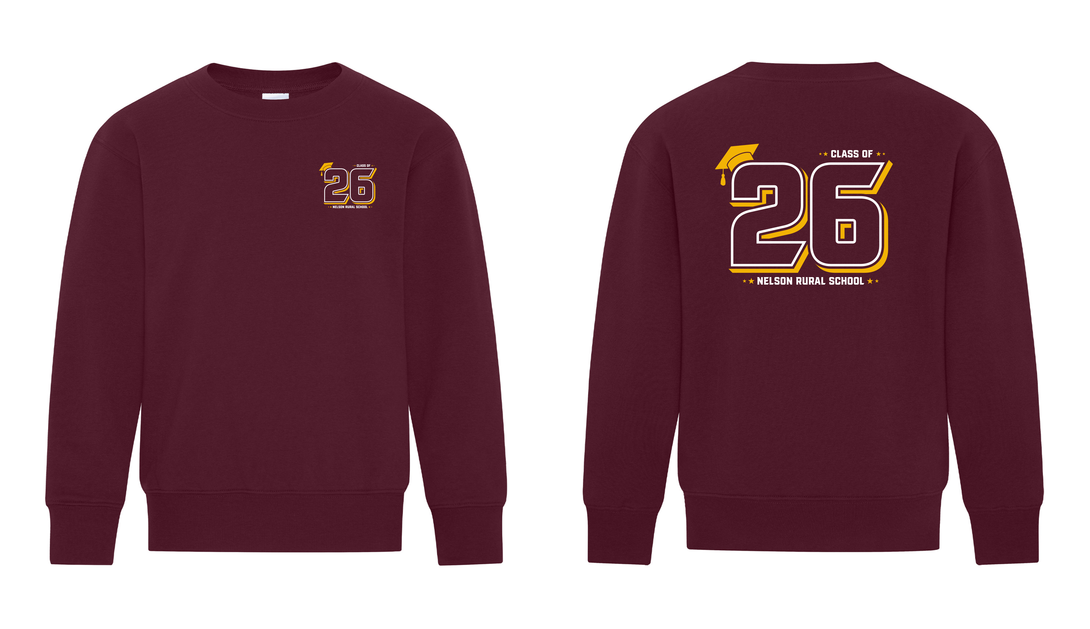 Everyday Fleece Crewneck Sweatshirt - Maroon - Nelson School Grad 2026
