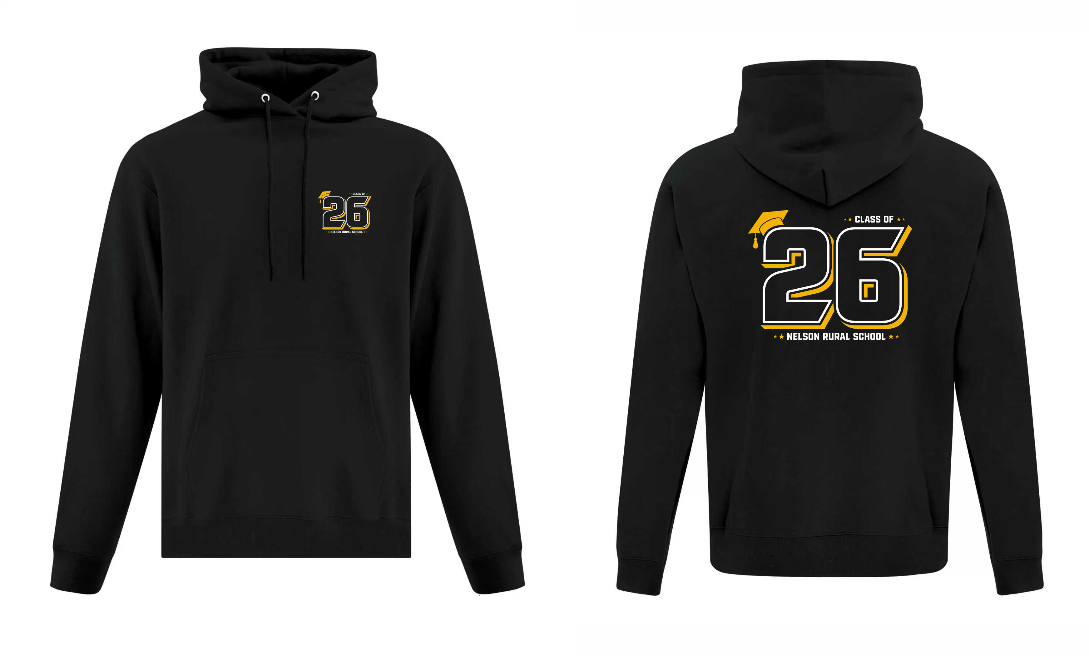 Cotton Grad Hoodie - Black - Nelson School 2026