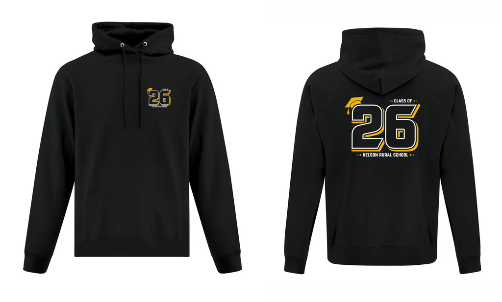 Cotton Grad Hoodie - Black - Nelson School 2026