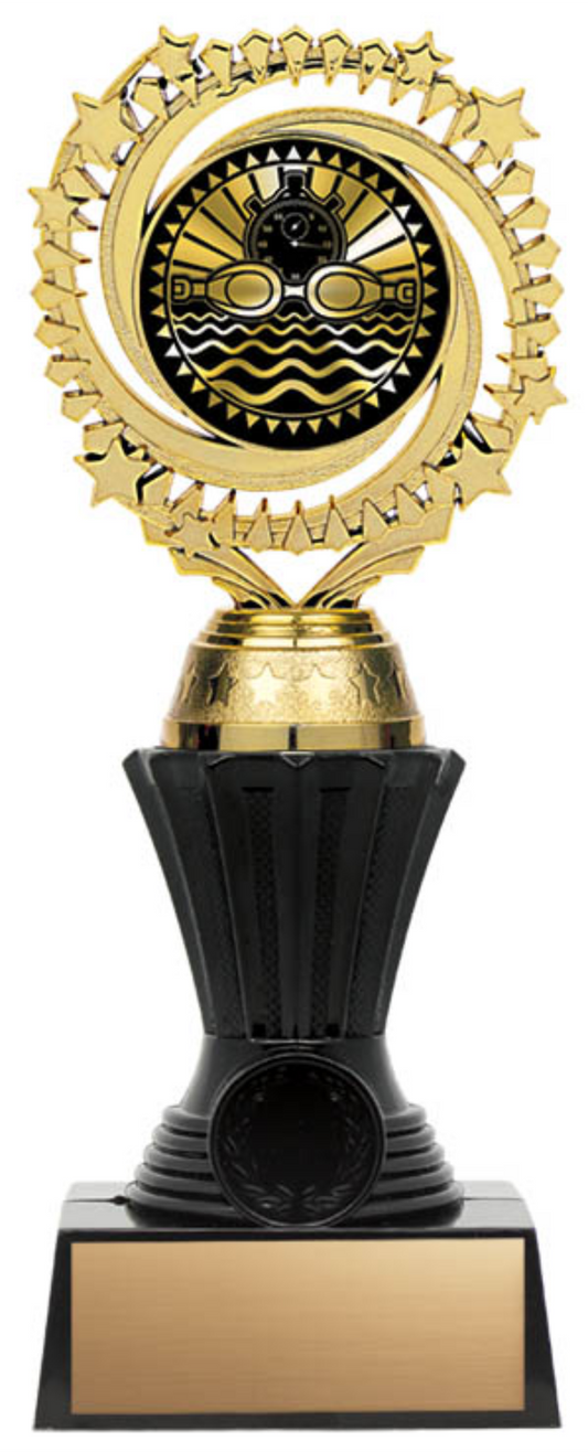 Solar Twister Trophy on Black Base - Swimming - Solar Series