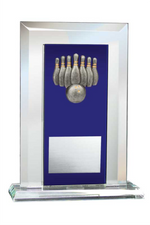 10-Pin Bowling Award - Glass Mirror Blue with Resin Relief
