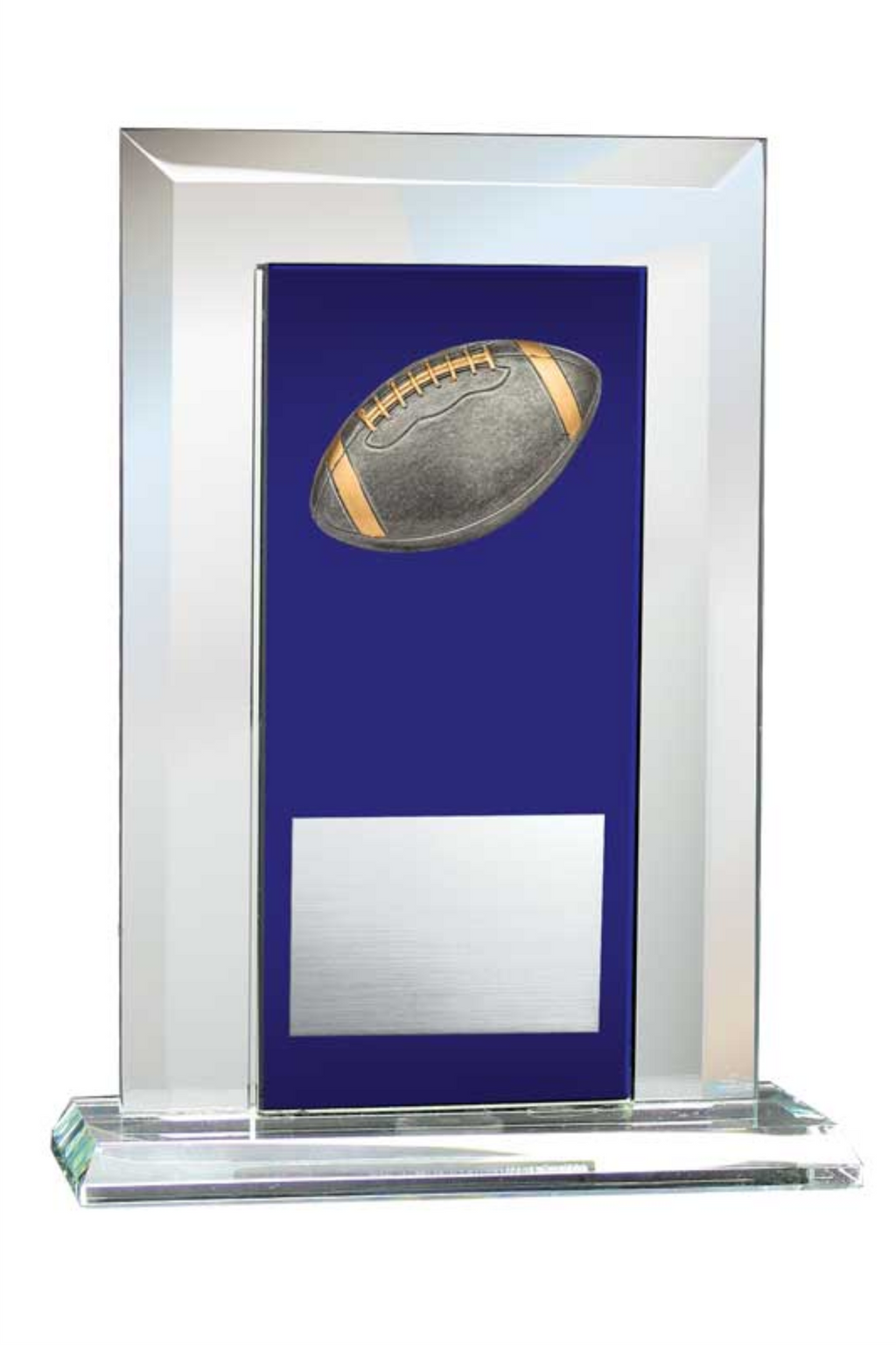 Football Award - Glass Mirror Blue with Resin Relief
