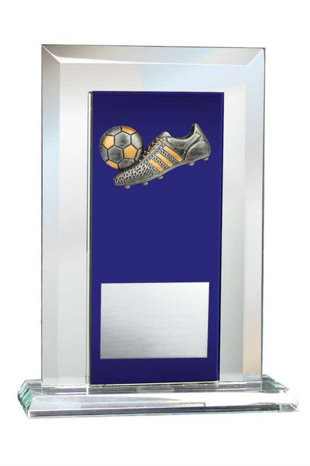 Soccer Award - Glass Mirror Blue with Resin Relief